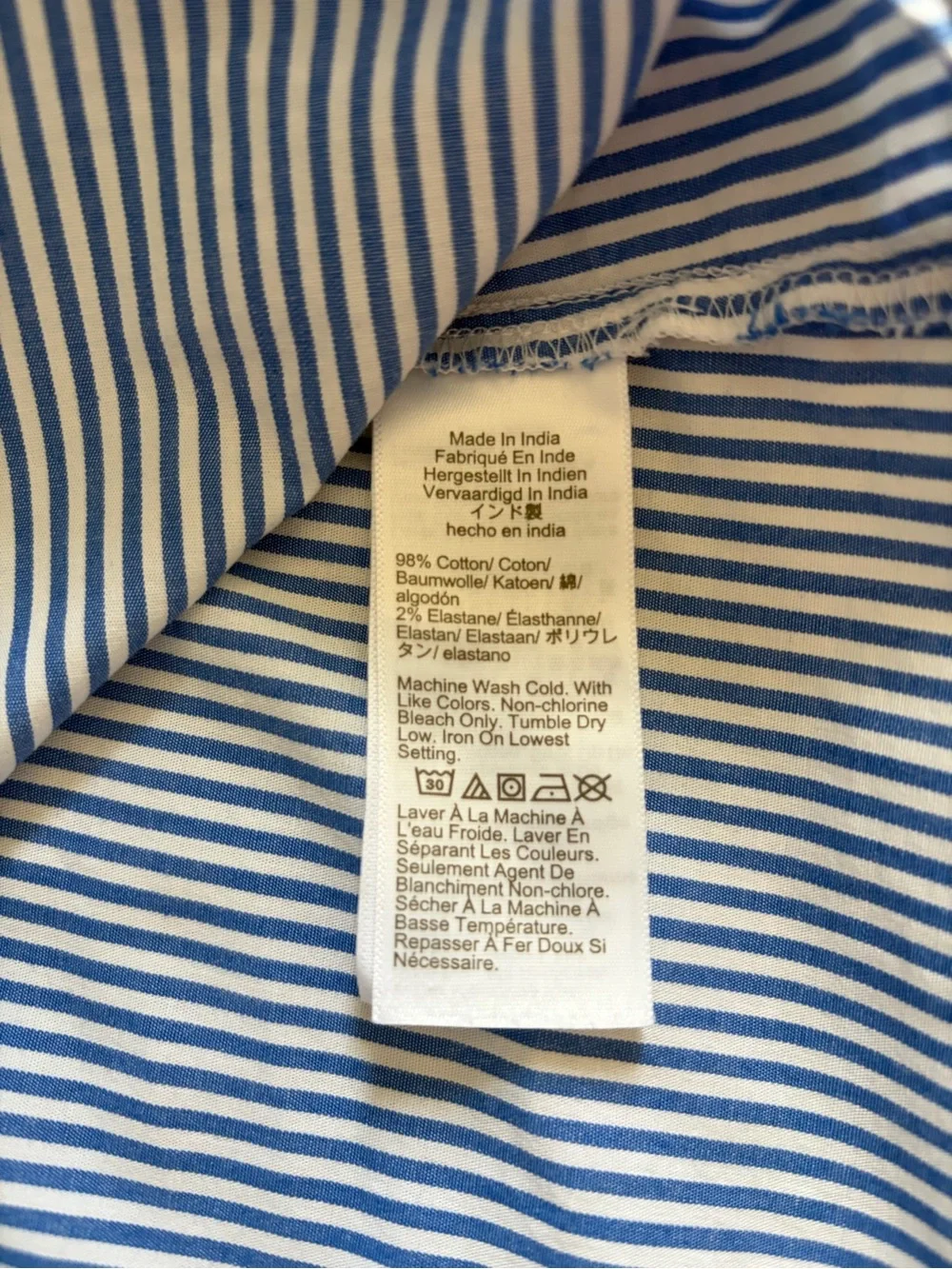 J. Crew Blue and White Narrow Stripe Button-Down Shirt size S